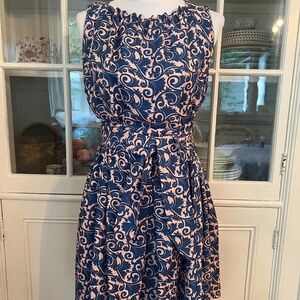 Marc by Marc Jacobs Tootsie Silk Dress, Medium, Blue and Pink, Apricot Rose